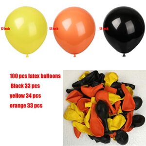 Latex balloons 100 Pack 12 inch yellow,Black,orange