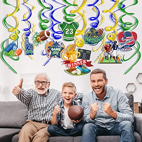 HOWAF Super Football Party Hanging Swirls Decorations, 30pcs Super Football Bowl Foil Swirls for Football Themed Party Supplies, Touchdown American Football Party Spiral Streamer Decorations for Football Game Day