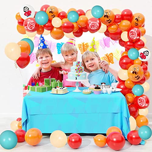 114 Pcs Red Panda Balloons Arch Garland Kit Decorations, Red Orange Green Latex Balloons for Kids Red Panda Birthday Party Supplies