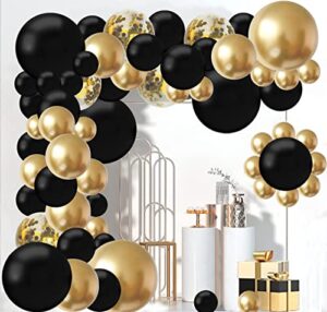 black and gold balloon garland kit-126pcs black and gold balloons party decorations with 4 different sizes black and gold latex party balloons for birthday graduation father’s day new years.