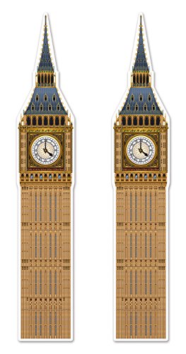 Beistle , 2Piece Jointed Big Ben Cutouts, 71", Multicolored