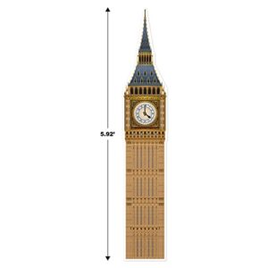 Beistle , 2Piece Jointed Big Ben Cutouts, 71", Multicolored