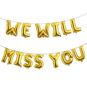 farewell party decorations supplies we will miss you balloon banner kit going away party goodbye retirement office work party office work graduation decorations (we will miss you gold)