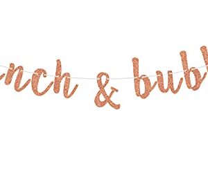 Ferastar Brunch & Bubbly Banner, Bridal Shower Banner,Bubbly Bar Sign, Bachelorette Party Decor, Brunch Party Decorations Rose Gold Glitter.