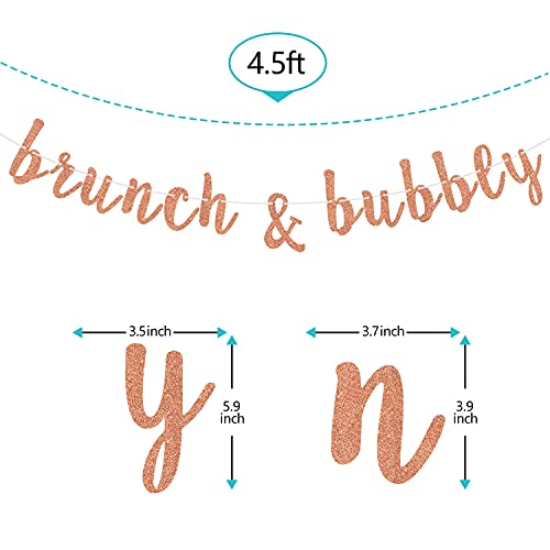 Ferastar Brunch & Bubbly Banner, Bridal Shower Banner,Bubbly Bar Sign, Bachelorette Party Decor, Brunch Party Decorations Rose Gold Glitter.