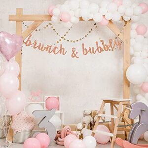 Ferastar Brunch & Bubbly Banner, Bridal Shower Banner,Bubbly Bar Sign, Bachelorette Party Decor, Brunch Party Decorations Rose Gold Glitter.