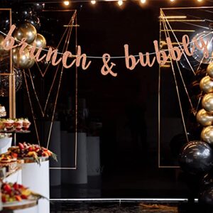 Ferastar Brunch & Bubbly Banner, Bridal Shower Banner,Bubbly Bar Sign, Bachelorette Party Decor, Brunch Party Decorations Rose Gold Glitter.