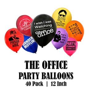 the office tv show latex party balloons – 12 inch/40 pack – 8 designs including dunder mufflin, prison mike, and more
