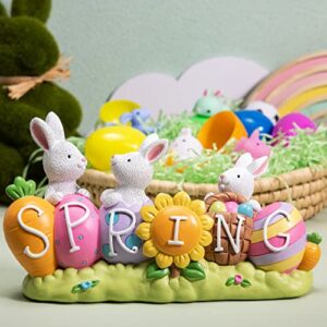 JOYIN Happy Easter Tabletop Decoration Easter Figurine Bunny and Egg Centerpiece Decoration for Easter Season