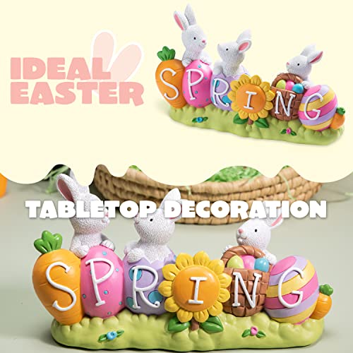 JOYIN Happy Easter Tabletop Decoration Easter Figurine Bunny and Egg Centerpiece Decoration for Easter Season