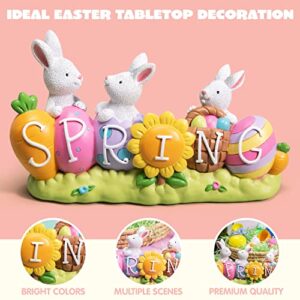 JOYIN Happy Easter Tabletop Decoration Easter Figurine Bunny and Egg Centerpiece Decoration for Easter Season