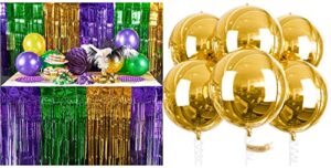 partywoo mardi gras decorations set and gold foil balloons 6 pcs