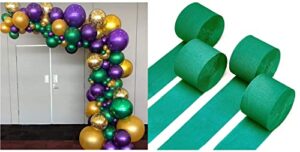 partywoo purple green gold balloons 50 pcs and crepe paper streamers green 4 rolls