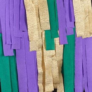 PartyWoo Purple Green Gold Balloons 50 pcs and Crepe Paper Streamers 6 Rolls