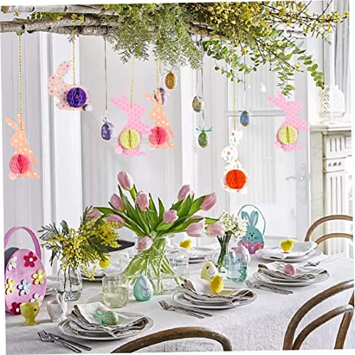 KUYYFDS Easter Decorations,Easter Decorations,Bunny Decorations for Home Rabbit with Honeycomb Paper Ball Bunny Ornament, Honeycomb Balls Party Decorations The Easter Party 4Pcs