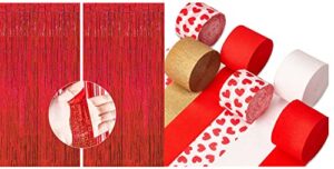 partywoo foil curtain red 2 pcs and crepe paper streamers 6 rolls