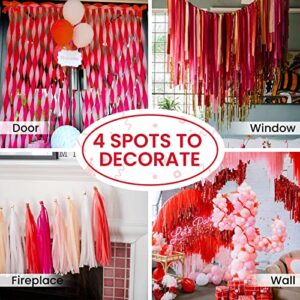 PartyWoo Foil Curtain Red 2 pcs and Crepe Paper Streamers 6 Rolls