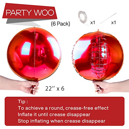 PartyWoo Red and Gold Balloons 50 pcs and Red Foil Balloons 6 pcs