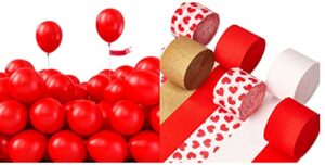 partywoo red balloons 50 pcs and crepe paper streamers 6 rolls