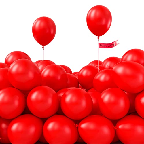 PartyWoo Red Balloons 50 pcs and Crepe Paper Streamers 6 Rolls