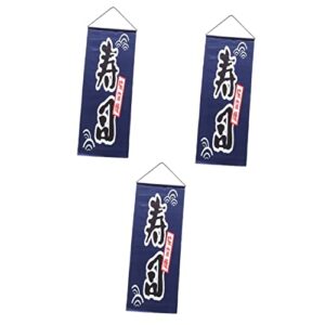 upkoch 3pcs sushi for hanging shop ornament doorway style banners bunting bar ornaments japanese sign flags izakaya tapestry room decor art kitchen streamer flag swooper decorations