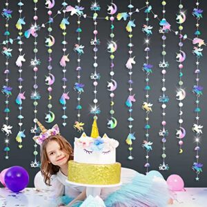 unicorn party decorations iridescent unicorn party supplies unicorn hanging swirls unicorn garland with streamer circle dots garland unicorn for girls baby shower birthday decor favors room ceiling