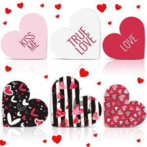 yulejo 3 pieces valentine’s day wood sign heart-shaped wood letter double-sided wooden heart decorative sign table centerpiece decor for valentine’s day