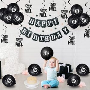 10 Pieces Over The Hill Party Supplies Hanging Swirls 20 Pieces Hill Printed Latex Balloons Round Party Decorations Black Over The Hill Decorations Over The Hill 50th Birthday Decorations for Party