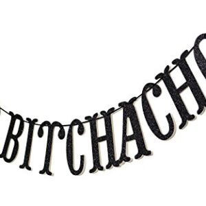 Adios Bitchachos Black Glitter Banner for Going Away, Fiesta, Taco Party Decorations Funny Bunting Photo Booth Props Sign