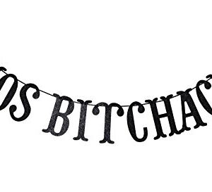 Adios Bitchachos Black Glitter Banner for Going Away, Fiesta, Taco Party Decorations Funny Bunting Photo Booth Props Sign