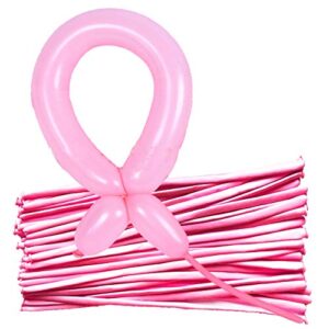 carykon 100 pcs thickening latex long twisting magic balloons solid color twisting balloon for animals (pink)