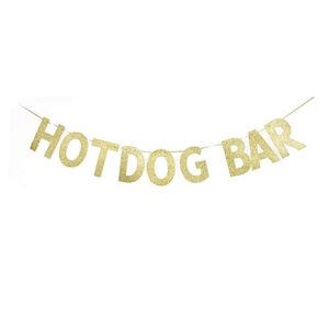 hotdog bar banner, hotdog theme party sign, birthday food table decors, fiesta/home party sign garland gold gliter paper