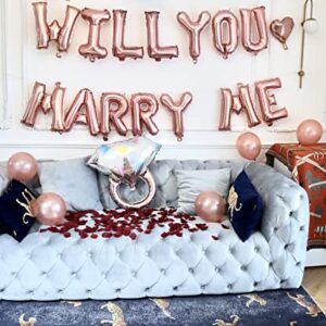 40 Pcs-Rose Gold "Will you marry me" Balloon Pack -Balloon Banner and 2000 pcs Rose Petals proposal Decoration-proposal idea-Diamond ring Balloon-Valentine's Day Proposal(rose gold floral proposal)