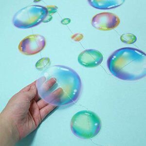 4 Strings Flat Mermaid Party Decoration Rainbow Bubble Garlands Transparent Hanging Bubbles Streamer Banner Backdrop Ocean Pool Under The Sea Kids Birthday Bday Baby Shower Room Ceiling Decor