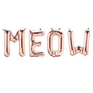 tellpet cat meow letter balloons, cat birthday party decorations, rose gold
