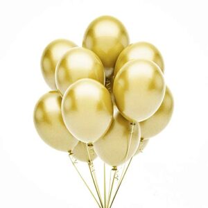 hdljd gold balloons, 12 inch gold metallic latex balloons for happy birthday baby showers bridal shower wedding party decorations – 50pcs