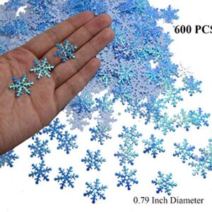 Snowflakes Confetti for Winter Wonderland Frozen Party,Blue Color with Iridescent Finish, 600 Pcs