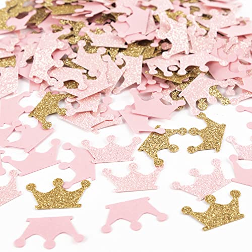 Fonder Mols Gold and Pink Crown Confetti for Princess Birthday Party, Girl Baby Shower Table Scatter Decor(200 Pcs/Pack)