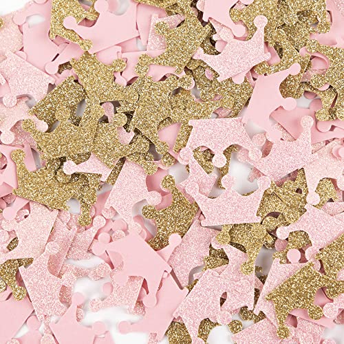 Fonder Mols Gold and Pink Crown Confetti for Princess Birthday Party, Girl Baby Shower Table Scatter Decor(200 Pcs/Pack)