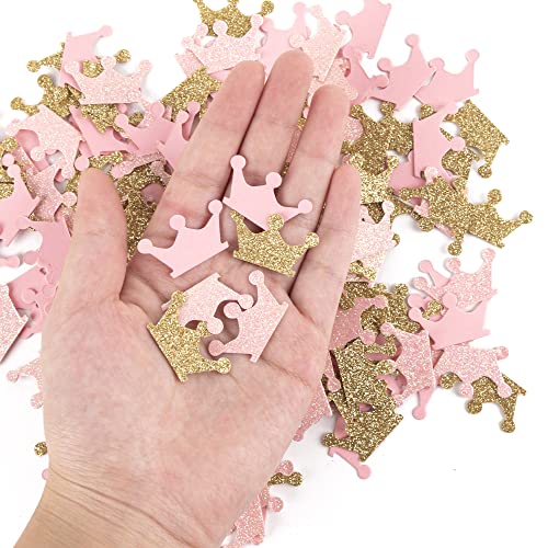 Fonder Mols Gold and Pink Crown Confetti for Princess Birthday Party, Girl Baby Shower Table Scatter Decor(200 Pcs/Pack)