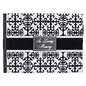 In Loving Memory Guest Book - Black and White Flocked Cover Design - Condolence Book, Funeral Guest Book, Memorial Sign-in Book for Funerals & Memorial Services