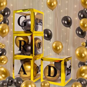 labeol graduation party decorations 2023,4 pcs gold balloon boxes with”grad””class of 20 22 23″”so proud of you”letters and 20 pcs balloons for graduation party decorations supplies for class of 2023