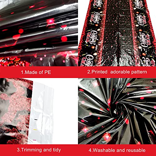 Congrats Grad Graduation Tablecloths - 3 Pack, Red Congrats Grad Tablecloth | Graduation Tablecovers, Red and Black Graduation Decorations 2023 | Plastic Class of 2023 Graduation Party Tablecovers