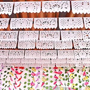 White Papel Picado, White Fiesta Banner, Mexican Theme Party Supplies, Mexican Wedding Flags Cinco de Mayo Tissue Paper Panels WS700