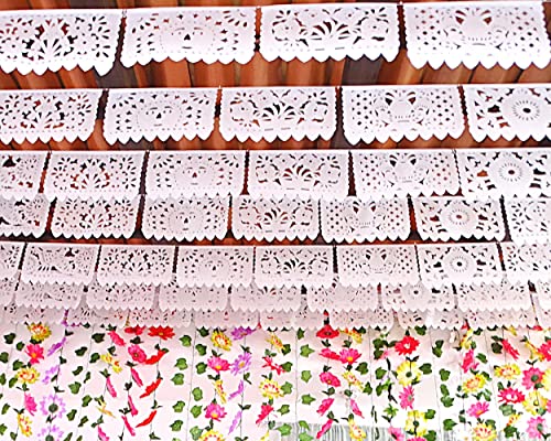 White Papel Picado, White Fiesta Banner, Mexican Theme Party Supplies, Mexican Wedding Flags Cinco de Mayo Tissue Paper Panels WS700