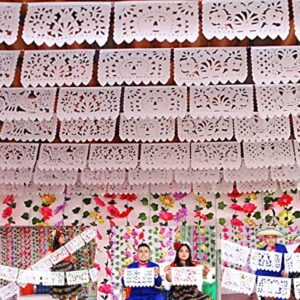 White Papel Picado, White Fiesta Banner, Mexican Theme Party Supplies, Mexican Wedding Flags Cinco de Mayo Tissue Paper Panels WS700