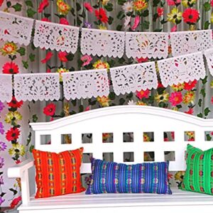 White Papel Picado, White Fiesta Banner, Mexican Theme Party Supplies, Mexican Wedding Flags Cinco de Mayo Tissue Paper Panels WS700