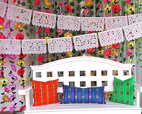 White Papel Picado, White Fiesta Banner, Mexican Theme Party Supplies, Mexican Wedding Flags Cinco de Mayo Tissue Paper Panels WS700