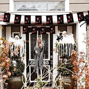 Scream Ghost No You Hang Up First Halloween Banner Pennant Flags Bunting Creepy Halloween String Ghostface Flags Halloween Banner Horror Indoor Outdoor Hanging Decorations Halloween Party Supplies