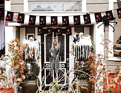 Scream Ghost No You Hang Up First Halloween Banner Pennant Flags Bunting Creepy Halloween String Ghostface Flags Halloween Banner Horror Indoor Outdoor Hanging Decorations Halloween Party Supplies